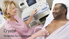  Presentation with ultra - Audience pleasing slide deck consisting of medical ultrasound - nurse giving patient an ultra backdrop and a soft green colored foreground