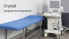 Presentation with ultrasound machine - Audience pleasing PPT layouts consisting of medical ultrasound machine in hospital backdrop and a light gray colored foreground