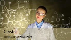  Presentation with analytical chemistry - Cool new presentation design with medical uniform drawing chemistry backdrop and a coral colored foreground