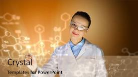  Presentation with analytical chemistry - PPT theme having medical uniform drawing chemistry background and a coral colored foreground