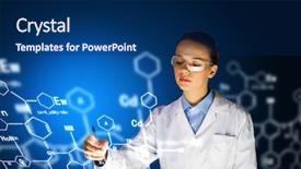  Presentation with analytical chemistry - Cool new PPT theme with medical uniform drawing chemistry backdrop and a navy blue colored foreground