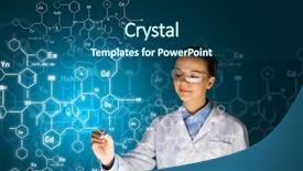  Presentation with analytical chemistry - Beautiful presentation design featuring medical uniform drawing chemistry backdrop and a ocean colored foreground