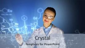  Presentation with analytical chemistry - Colorful slide deck enhanced with medical uniform drawing chemistry backdrop and a light blue colored foreground