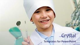  Presentation with dentistry - Audience pleasing PPT layouts consisting of portrait of happy boy backdrop and a sky blue colored foreground