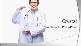  Presentation with medical smiling doctor - Presentation theme enhanced with medical uniform over isolated background background and a  colored foreground