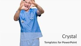  Presentation with medical heart - Presentation theme featuring medical uniform over isolated background background and a white colored foreground