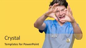  Presentation with heart medical - Beautiful slides featuring medical uniform over isolated background backdrop and a yellow colored foreground