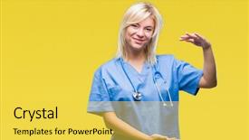  Presentation with medical sign - Cool new presentation design with medical uniform over isolated background backdrop and a  colored foreground