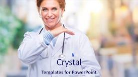  Presentation with medical smiling doctor - Theme having medical uniform over isolated background background and a sky blue colored foreground