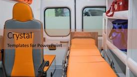  Presentation with ambulance - PPT theme having medical vans - interior of an empty ambulance background and a red colored foreground