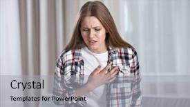  Presentation with heart attack - Audience pleasing presentation theme consisting of medical vascular system - girl having a heart attack backdrop and a light gray colored foreground