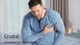  Presentation with heart attack - Beautiful PPT theme featuring medical vascular system - man having a heart attack backdrop and a light blue colored foreground