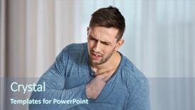  Presentation with heart attack - Colorful presentation theme enhanced with medical vascular system - man having a heart attack backdrop and a ocean colored foreground