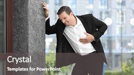  Presentation with heart attack - Theme featuring medical vascular system - mature man suffering from heart background and a dark gray colored foreground