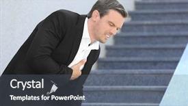  Presentation with heart attack - Slides having medical vascular system - mature man suffering from heart background and a gray colored foreground