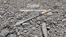  Presentation with drug addict - Audience pleasing presentation consisting of medical waste - discarded drug addict needle syringe backdrop and a gray colored foreground