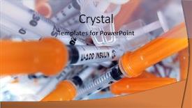  Presentation with insulin - Beautiful presentation featuring hospital waste - insulin syringes backdrop and a light blue colored foreground