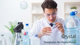  Presentation with testing - Slide deck having lab assistant testing water quality background and a  colored foreground