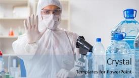  Presentation with testing - Cool new slide deck with lab assistant testing water quality backdrop and a light blue colored foreground