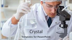  Presentation with water contamination - Beautiful presentation theme featuring researcher scientist doing a water backdrop and a light blue colored foreground