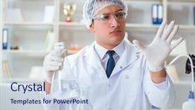  Presentation with water contamination - PPT layouts having point pollution - young researcher scientist doing background and a sky blue colored foreground