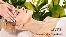  Presentation with face massage spa skin - PPT theme consisting of medical wellness - woman getting facial massage background and a lemonade colored foreground