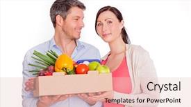  Presentation with white healthy food - Cool new presentation theme with medical white - younger adults buying healthy food backdrop and a  colored foreground