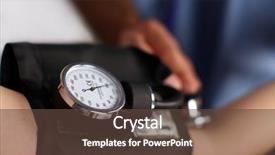  Presentation with medical worker - PPT theme featuring medical worker checking blood pressure background and a  colored foreground