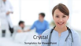  Presentation with medical worker - Slides enhanced with medical worker in medical center background and a light blue colored foreground