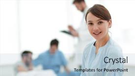  Presentation with medical worker - Audience pleasing presentation design consisting of medical worker in medical center backdrop and a light blue colored foreground