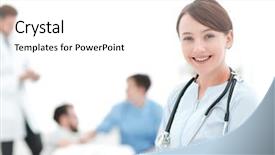 Presentation with medical worker - Theme enhanced with medical worker in medical center background and a white colored foreground