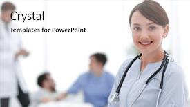  Presentation with medical worker - Colorful presentation theme enhanced with medical worker in medical center backdrop and a white colored foreground