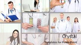  Presentation with collage medical - Beautiful presentation featuring medical workers collage backdrop and a soft green colored foreground