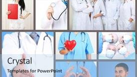  Presentation with collage medical - PPT layouts featuring medical workers collage background and a light blue colored foreground