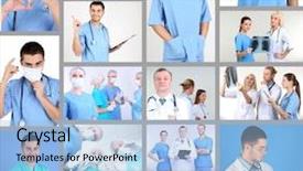  Presentation with collage medical - Theme enhanced with medical workers collage background and a light blue colored foreground