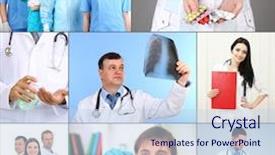  Presentation with collage medical - Cool new presentation with medical workers collage backdrop and a sky blue colored foreground