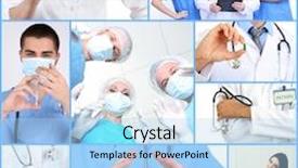  Presentation with collage medical - Slide deck featuring medical workers collage background and a light blue colored foreground