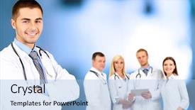  Presentation with hospital - Cool new presentation theme with medical workers in hospital backdrop and a light blue colored foreground