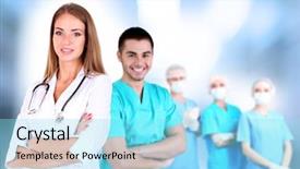  Presentation with medical worker - Presentation enhanced with medical workers in hospital background and a arctic colored foreground