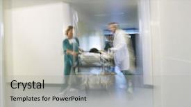  Presentation with moving patient - PPT layouts featuring medical workers moving patient background and a light gray colored foreground