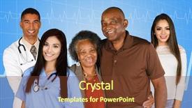  Presentation with medical diversity - Amazing slide deck having medical workers with patient backdrop and a tawny brown colored foreground