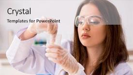  Presentation with lab - Beautiful PPT theme featuring urinalysis - female beautiful biochemist working backdrop and a white colored foreground