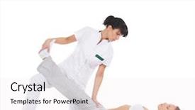  Presentation with massage therapist - PPT theme with medical yoga - young woman getting traditional thai background and a  colored foreground