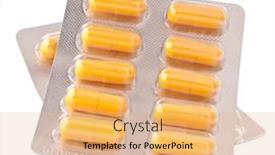  Presentation with medicament - Audience pleasing presentation design consisting of medicament-caplet-blister-isolated backdrop and a coral colored foreground