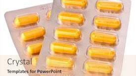  Presentation with medicament - PPT theme featuring medicament-caplet-blister-isolated background and a coral colored foreground