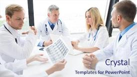  Presentation with clinic - Presentation theme having medicare - clinic people healthcare and medicine background and a sky blue colored foreground