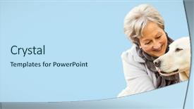 Presentation with medicare - Audience pleasing PPT layouts consisting of medicare - senior woman holding a dog backdrop and a sky blue colored foreground