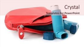  Presentation with asthma - Presentation with medication bags - cosmetic bag with asthma inhalers background and a lemonade colored foreground