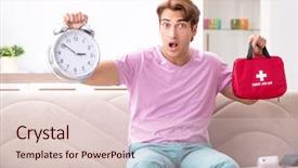  Presentation with first aid kit - Cool new presentation theme with medication bags - sick man at home backdrop and a lemonade colored foreground