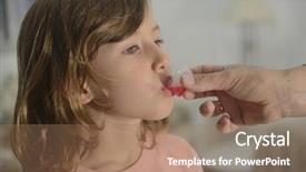  Presentation with syrup - Cool new slide set with medication little girl taking cough backdrop and a coral colored foreground